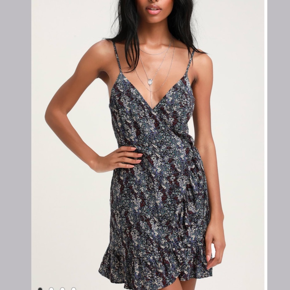 Free People Floral Wrap Slip Dress